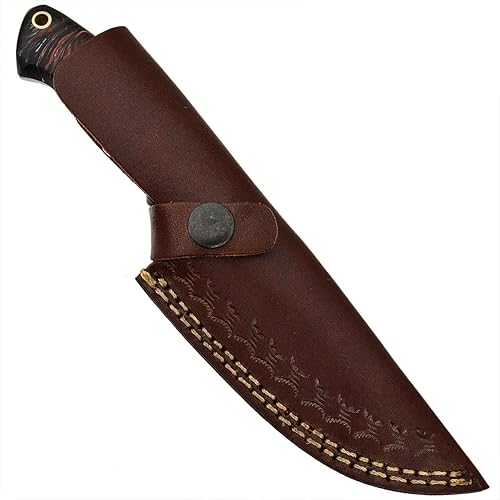 Miniatura 5 de Hermoso cuchillo de espiga completa de acero de Damasco, cuchillo de hoja fija de 8 pulgadas con funda de cuero, cuchillo de caza y camping, hermoso