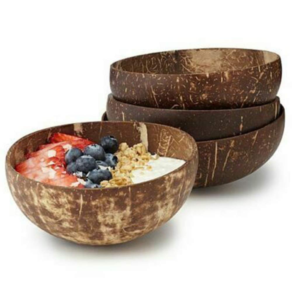 Coconut Shell Bowl Fruit Salad Noodle Rice Bowl Handicraft Decoration Natural Coconut Fruit Bowl Kitchen Accessories