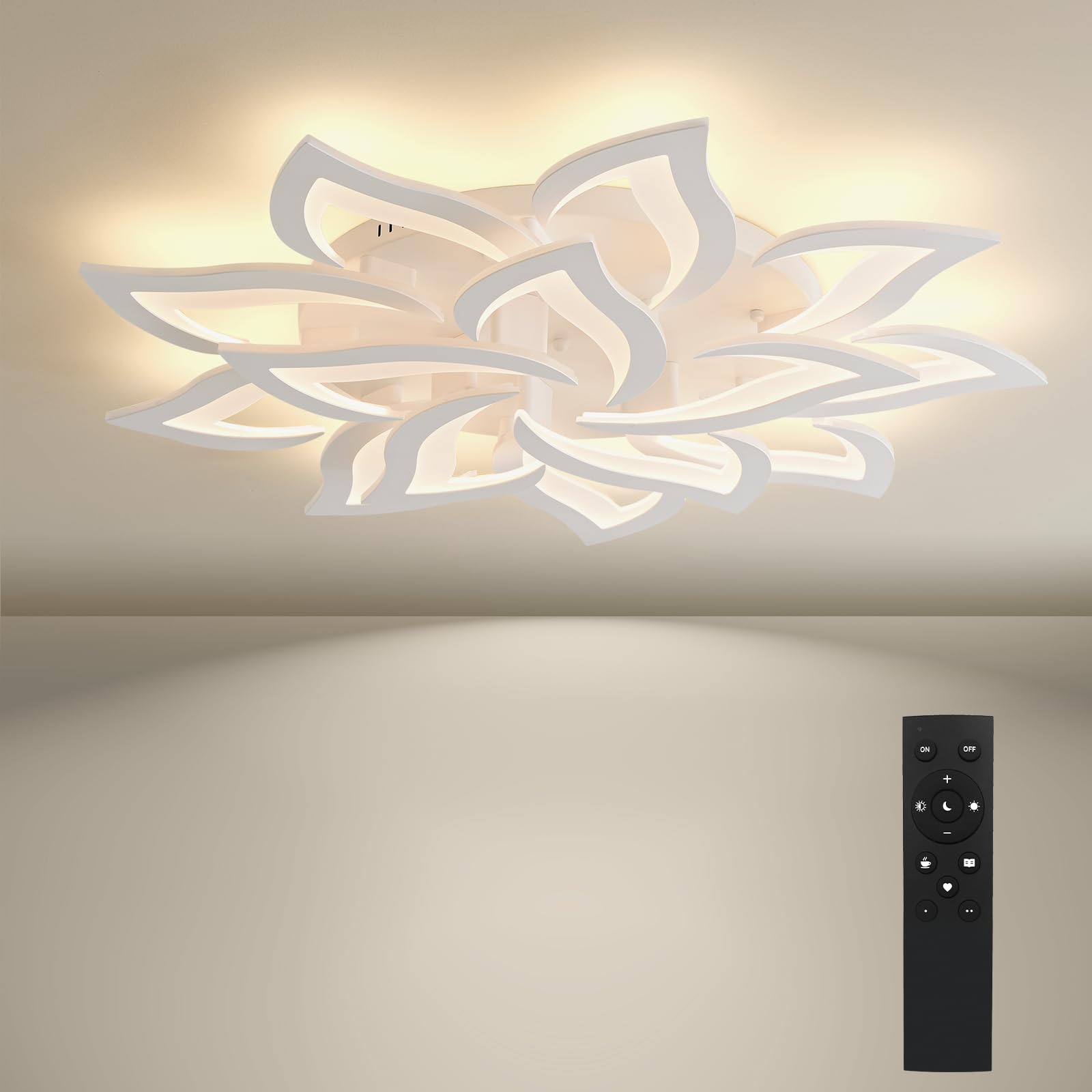 BAYHT Deckenlampe LED Deckenleuchte Dimmbar mit Fernbedienung 63W Wohnzimmerlampe Modern Design Schlafzimmerlampe Küchenlampe für Schlafzimmer Esszimmer Wohnzimmer Arbeitszimmer 95cm