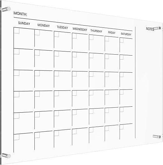 WRITEBOARD Acrylic Calendar for Wall Large Clear 24"x16