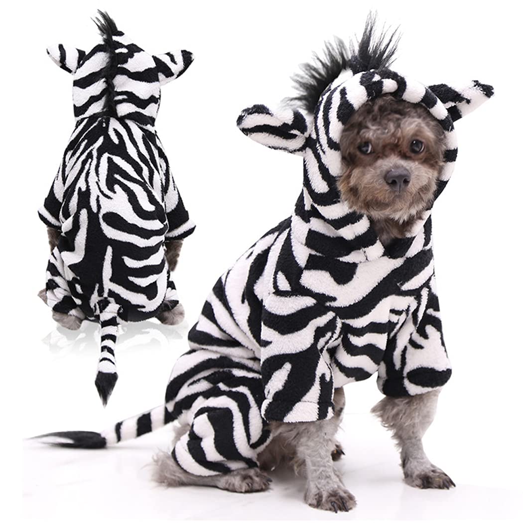Abcsea 1 Piece Pet Hoodies, Pet Warm Clothes, Dog Sweater Hoodies, Pet Winter Clothing, Dog Clothes, Zebra Pattern M Size