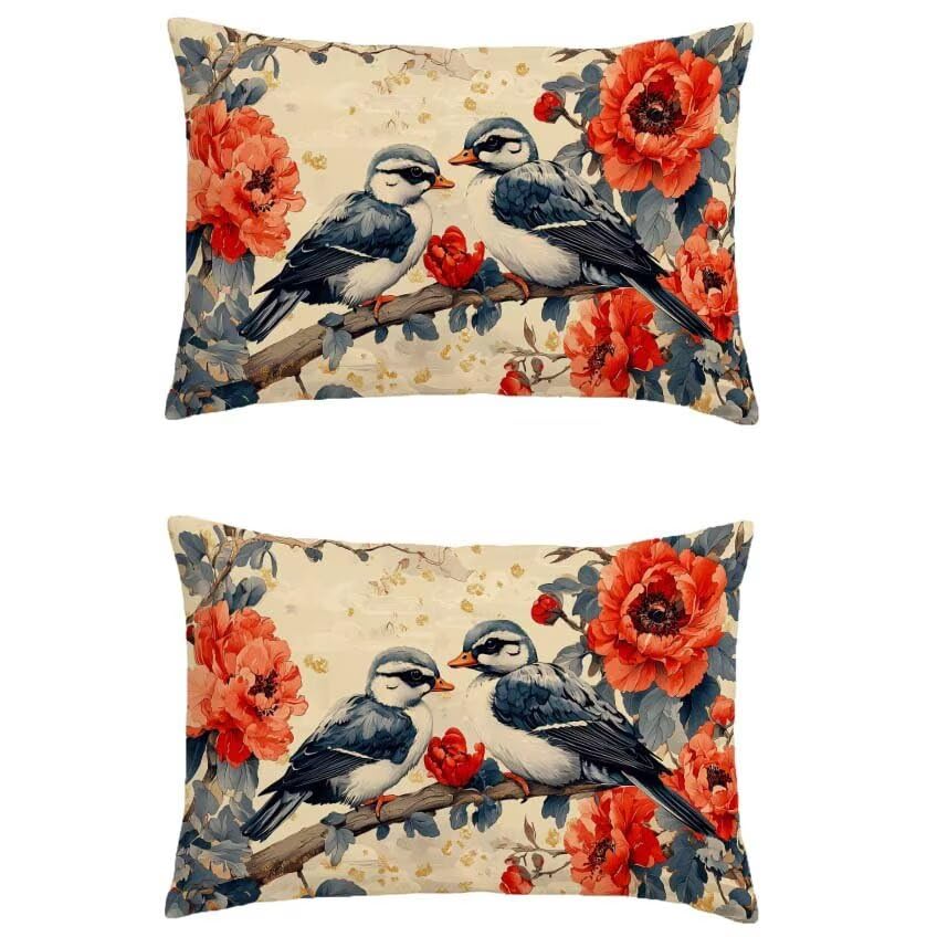 Housse de coussin bleu marine oiseau pour une décoration intérieure douce et poétique