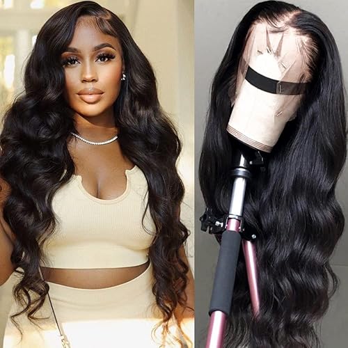 Lzlefho Pelucas de cabello humano con encaje frontal transparente HD 360, densidad del 150%, prearrancadas, 360, ondulado, cabello humano con encaje