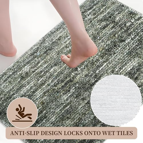 Image of Kuber Industries 16x24 Inch Anti Skid Mat for Bathroom Floor | Anti Slip Paydan /Footmat for Home & Kitchen | Doormat & Bathroom Mat for Indoor /Outdoor | Multi Riyal - Green
