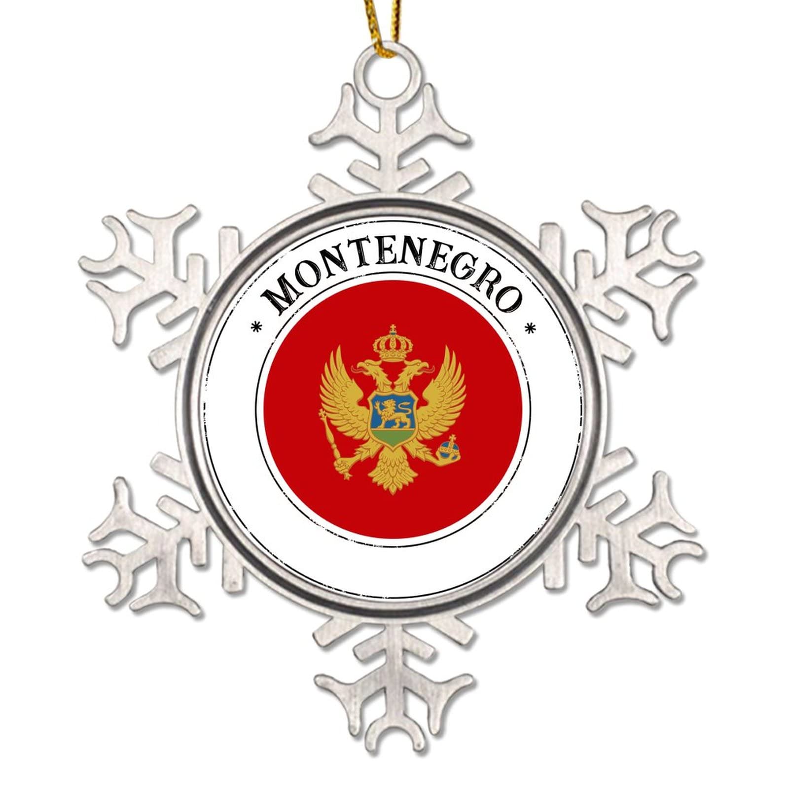 Cowkisssign Montenegro Christmas Ornaments National Flag Christmas Tree Decorations City Souvenir Metal Snowflake Christmas Ornaments Christmas Stocking Filling Gift To Friends