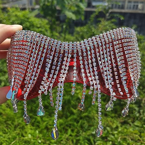 helena Wrap Around Y2K Rimless Sunglasses for Women Men Oversized Trendy Rhinestone tassel Sun Glasses Visor Shield Shades4