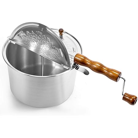Amazon Com Barton Stovetop Popcorn Maker Pop Popcorn Popper Hand Stirring Crank Cooker Kettle Popcorn Popper Removable Lid W Wooden Handle Home Kitchen