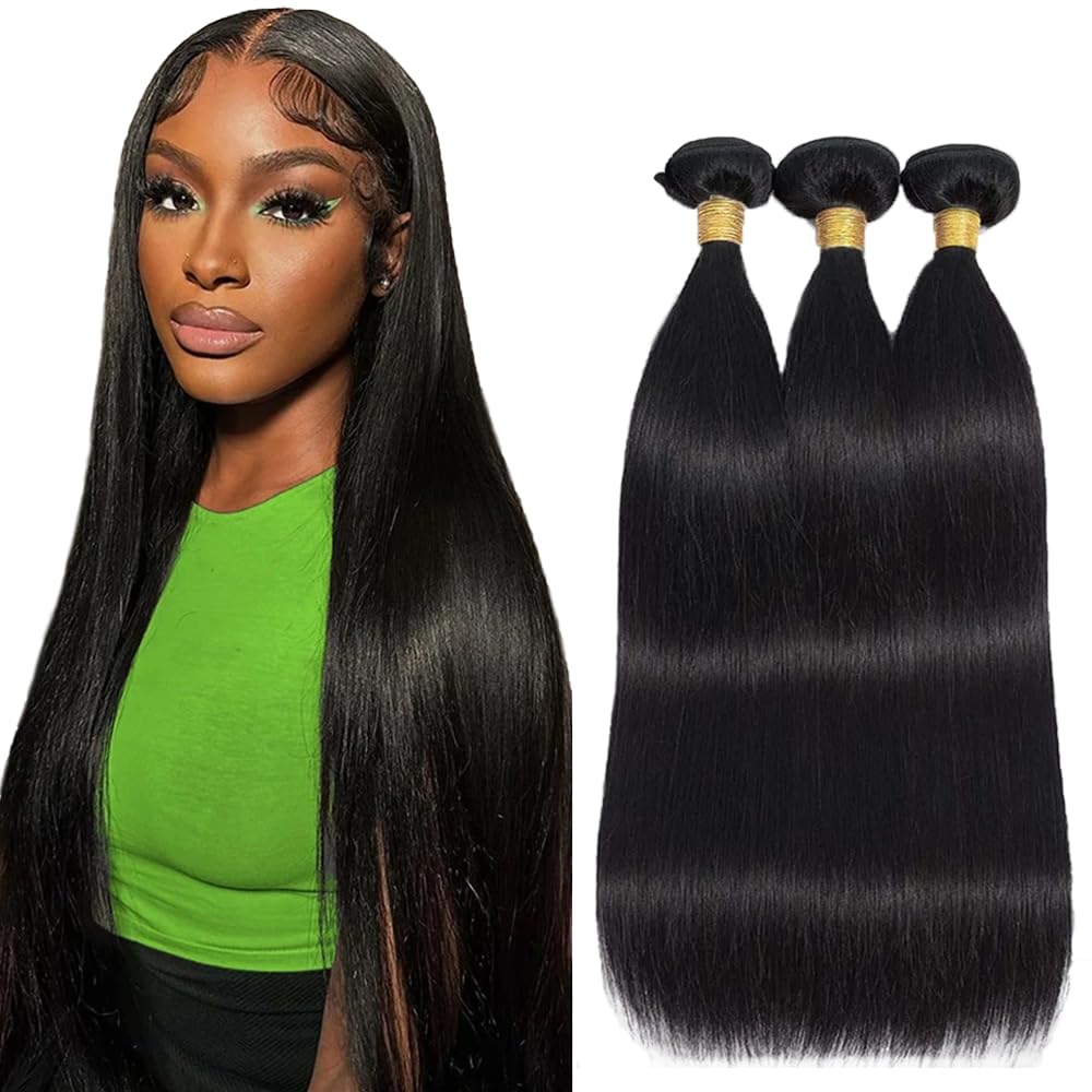 Straight Human Hair Bundles Brazilian Unprocessed Virgin Hair 10 10 10 Inch Straight Bundles Human Hair Natural Black Color