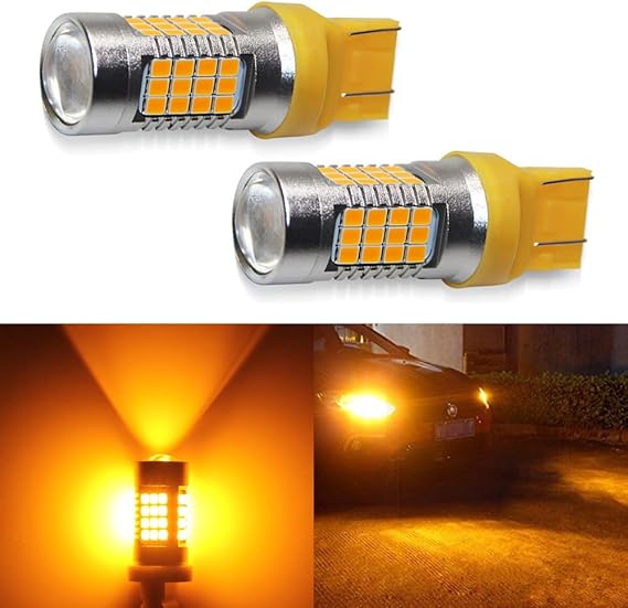 7443 Led Bulbs Amber Flashing Blinker Led Bulb 2000 Lumens 54 SMD LED