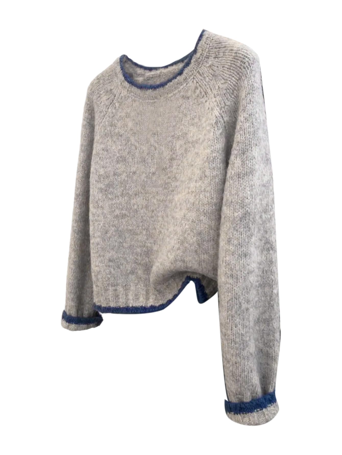 GORGLITTER Womens Crew Neck Sweater Winter Outfits Chunky Oversized Long Sleeve Contrast Knit Pullover Warm Clothes