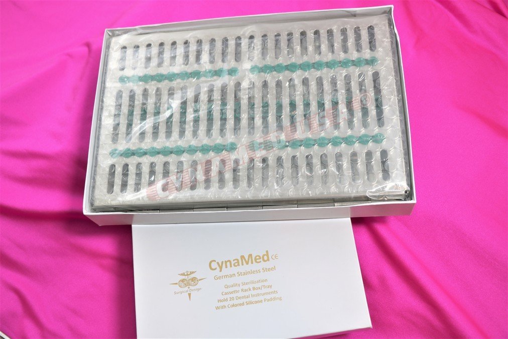 German Premium Dental Sterilization Cassette Autoclave Tray Rack Box 20 Instruments Blue