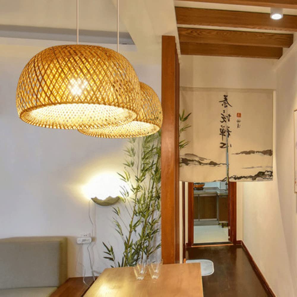 Lampada a Sospensione in Vimini, Paralume per corridoio, soffitto, Stile Asiatico, Nido d'uccello Naturale, Illuminazione Interna, Lampada a Sospensione in bambù e Rattan, Lampada per Soggiorno,