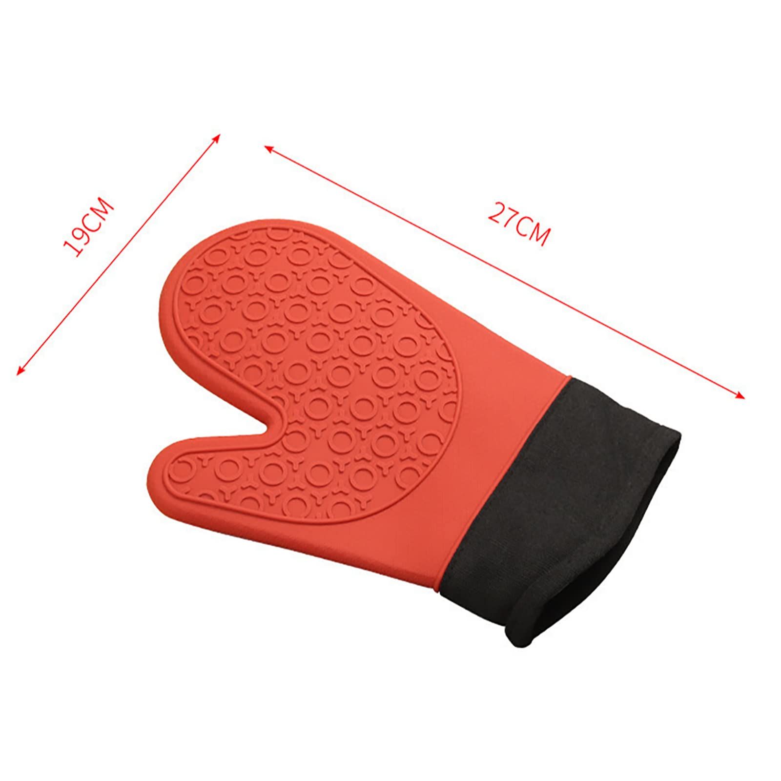 Juego de guantes de horno de silicona, forro de algodón suave, guantes gruesos flexibles impermeables para cocinar, barbacoa, manoplas de cocina, rojo, una pieza de