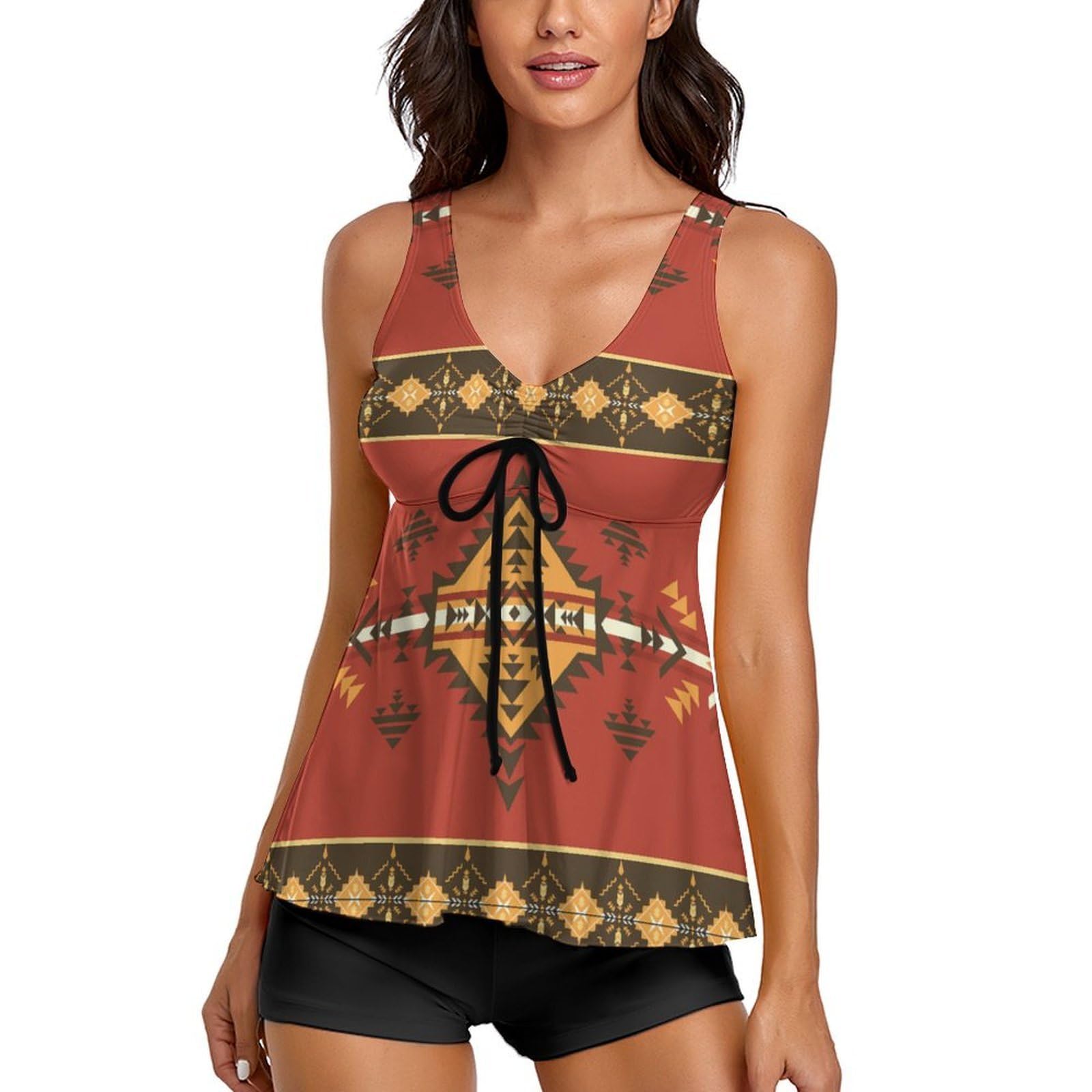 Badeanzüge für Damen, Fußball-Feuer-Tankini für Damen, mit Shorts, Bademode zum Surfen, Tauchen