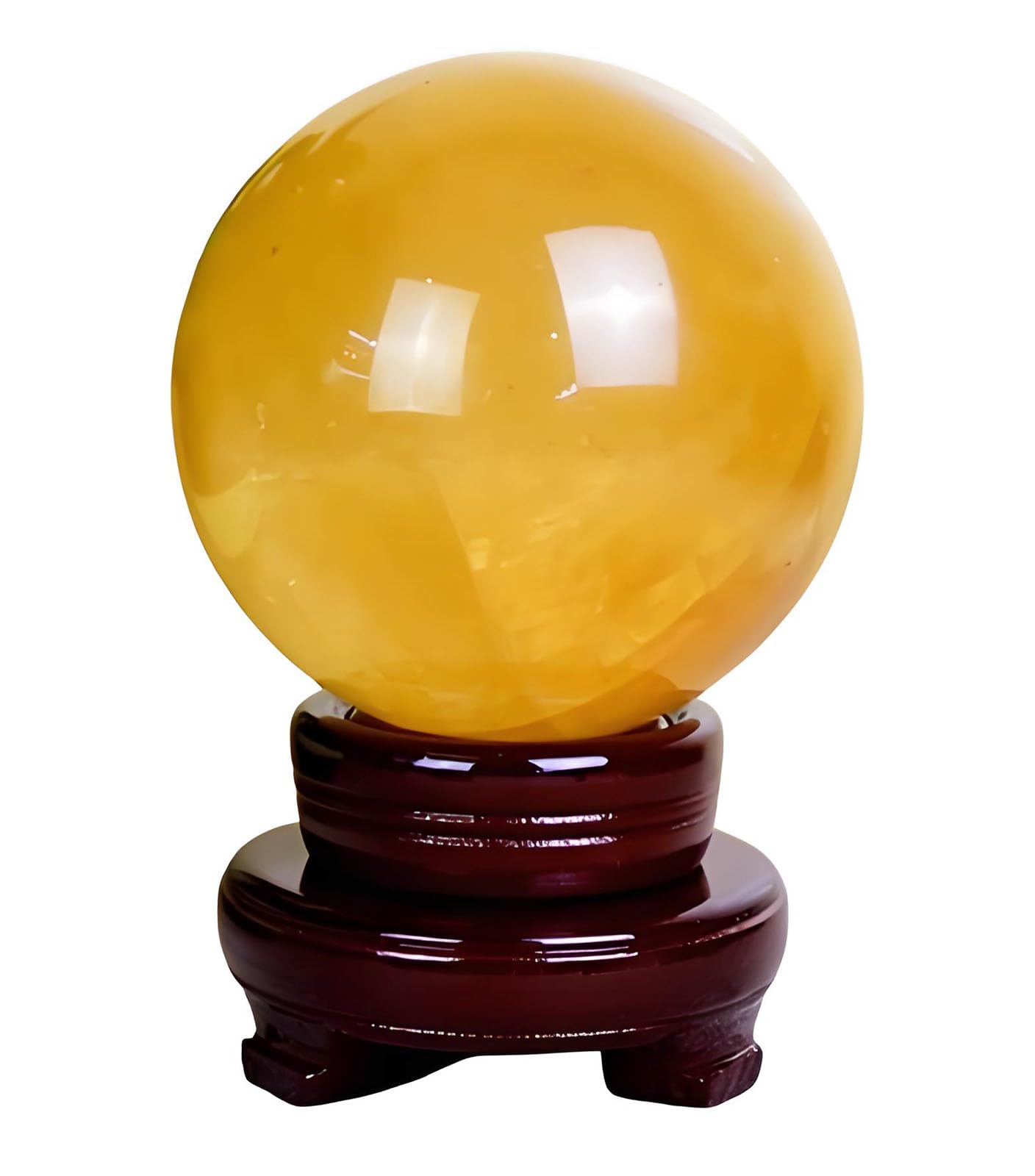AEVHBAMXN 7.9"(20cm), Citrine/Calcite/Iceland Spar Crystal Ball, Quartz Sphere with Stand, Stone Decorative Orb for Home Decor Grid
