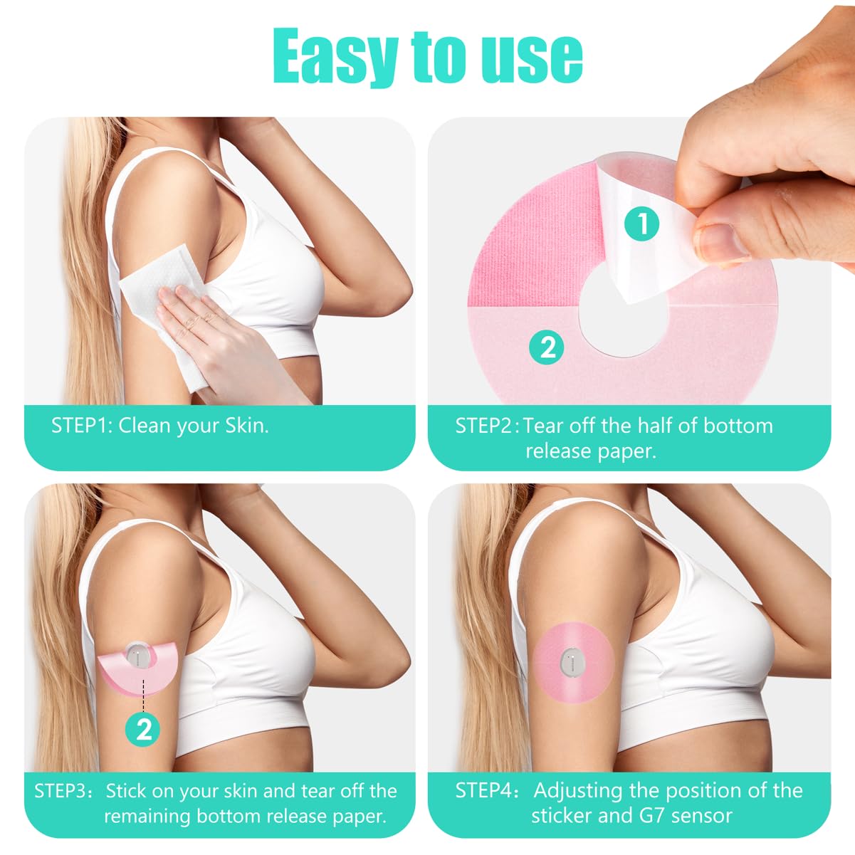 20 plastrów Dexcom G7, wodoodporne samoprzylepne plastry Dexcom G7, samoprzylepne plastry Dexcom G7, wstępnie przycięte plastry samoobsługowe, wodoodporne plastry YOUSHARES na czujnik G7