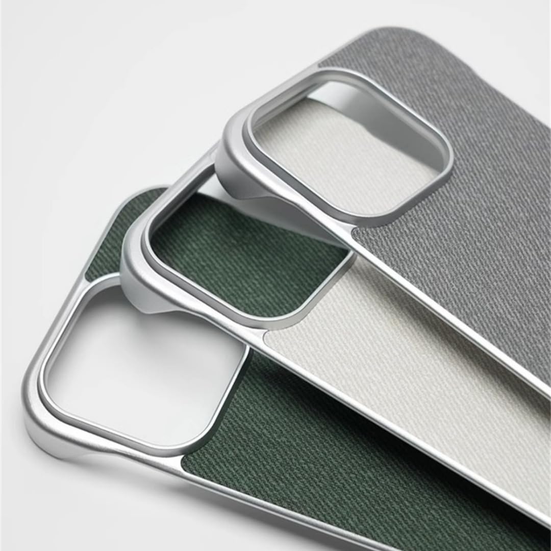 Custodia magnetica ultra sottile senza cornice con texture in tessuto per iPhone 17 Air 16 Pro Max 15 14 con ricarica wireless e custodia rigida senza bordi (per iPhone 17 Pro Max/Nero)