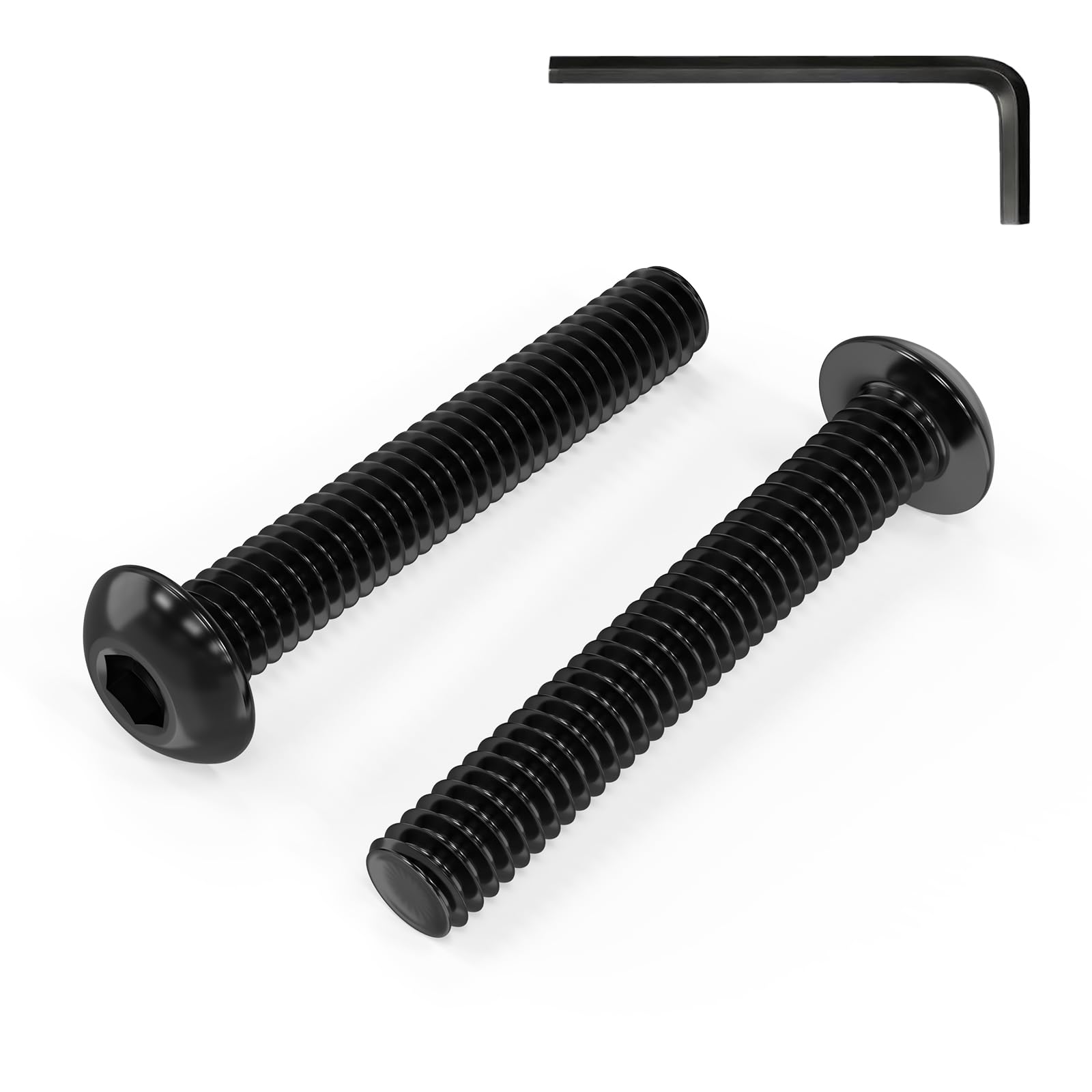 Zynthor 50Pcs M4 Bolts, M4 x 25mm Button Head Socket Cap Bolts Screws, Allen Hex Drive, Carbon Steel, Black Oxide, with Hex Spanner