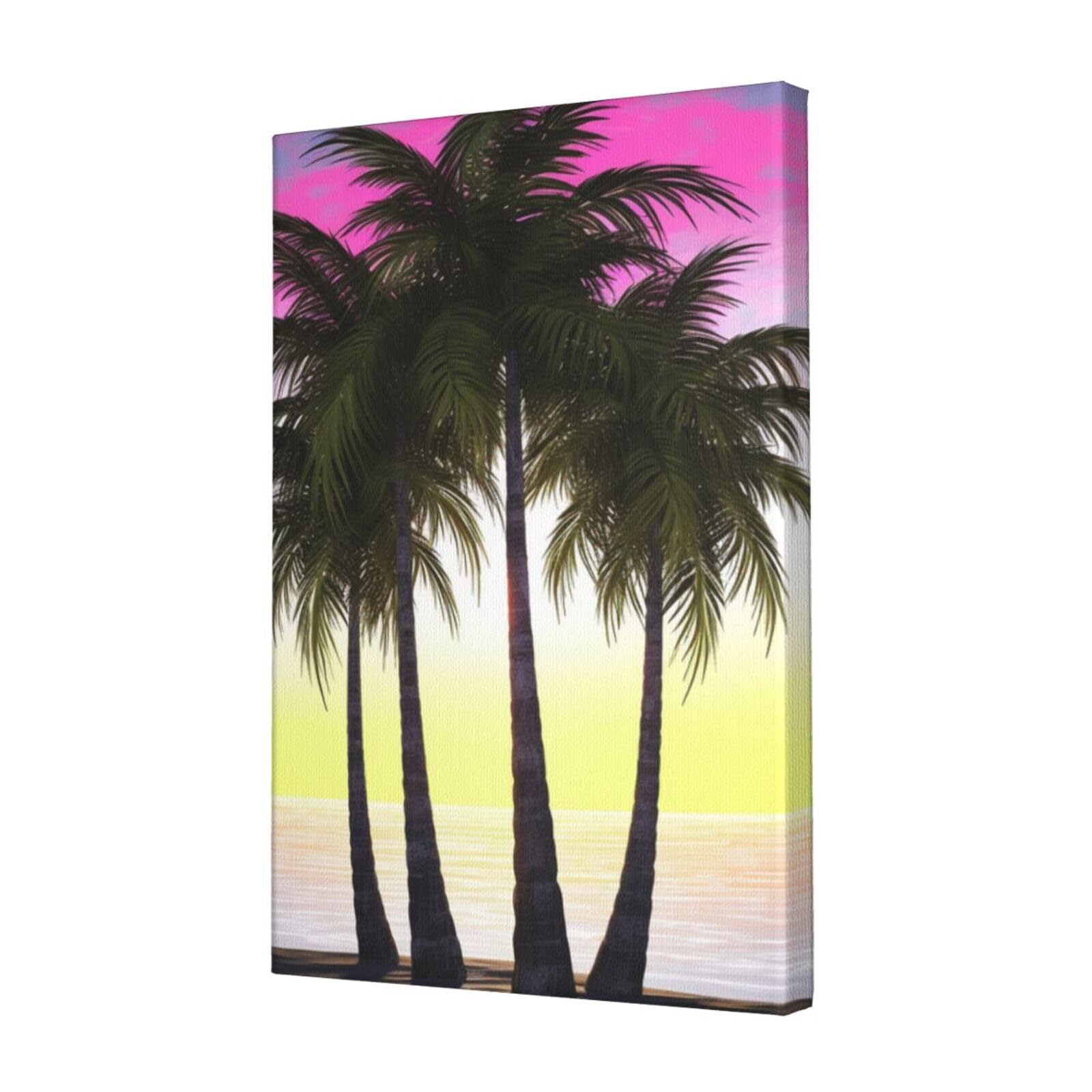 KLOPH Tropical Palm Tree Canvas Wall Art for Living Room 12"x18" Modern Artwork Painting for Bathroom Hanging Canvas Prints Aesthetic Wallart for Bedroom Kitchen Office Wall Decor
