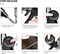 Vista 3 de Kit de vacío eléctrico de arranque de cachimba, mini bomba sopladora de humo portátil con puntas desmontables y batería recargable USB C