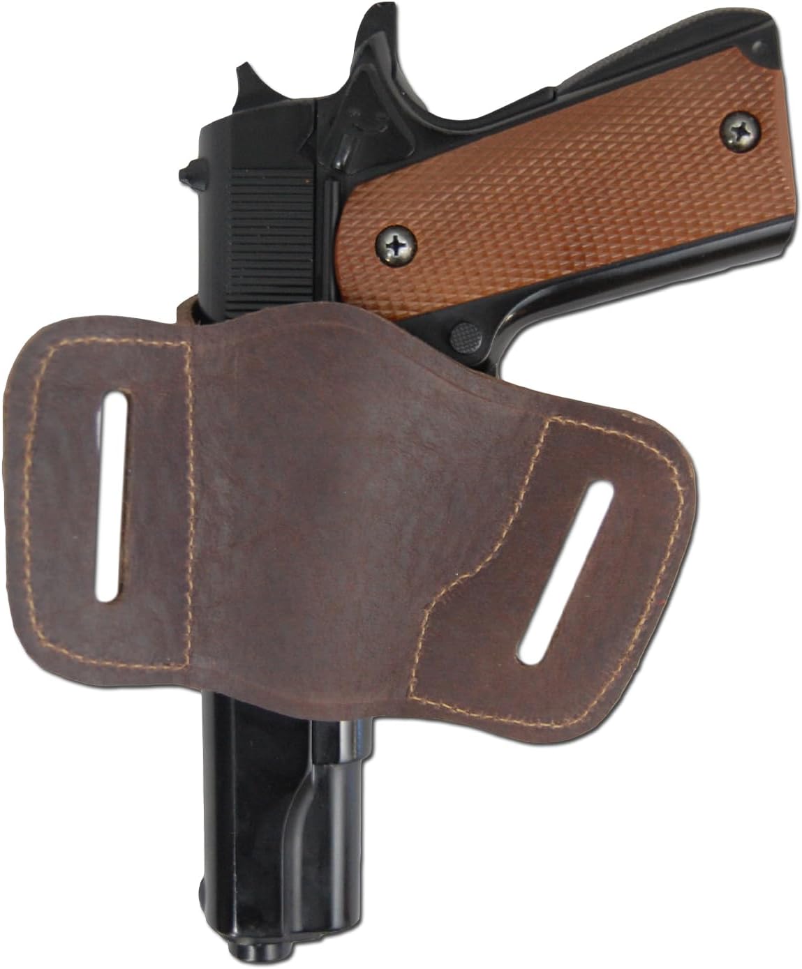New Barsony Quick Slide Gun OWB Brown Leather Holster for Full Size 9mm 40 45