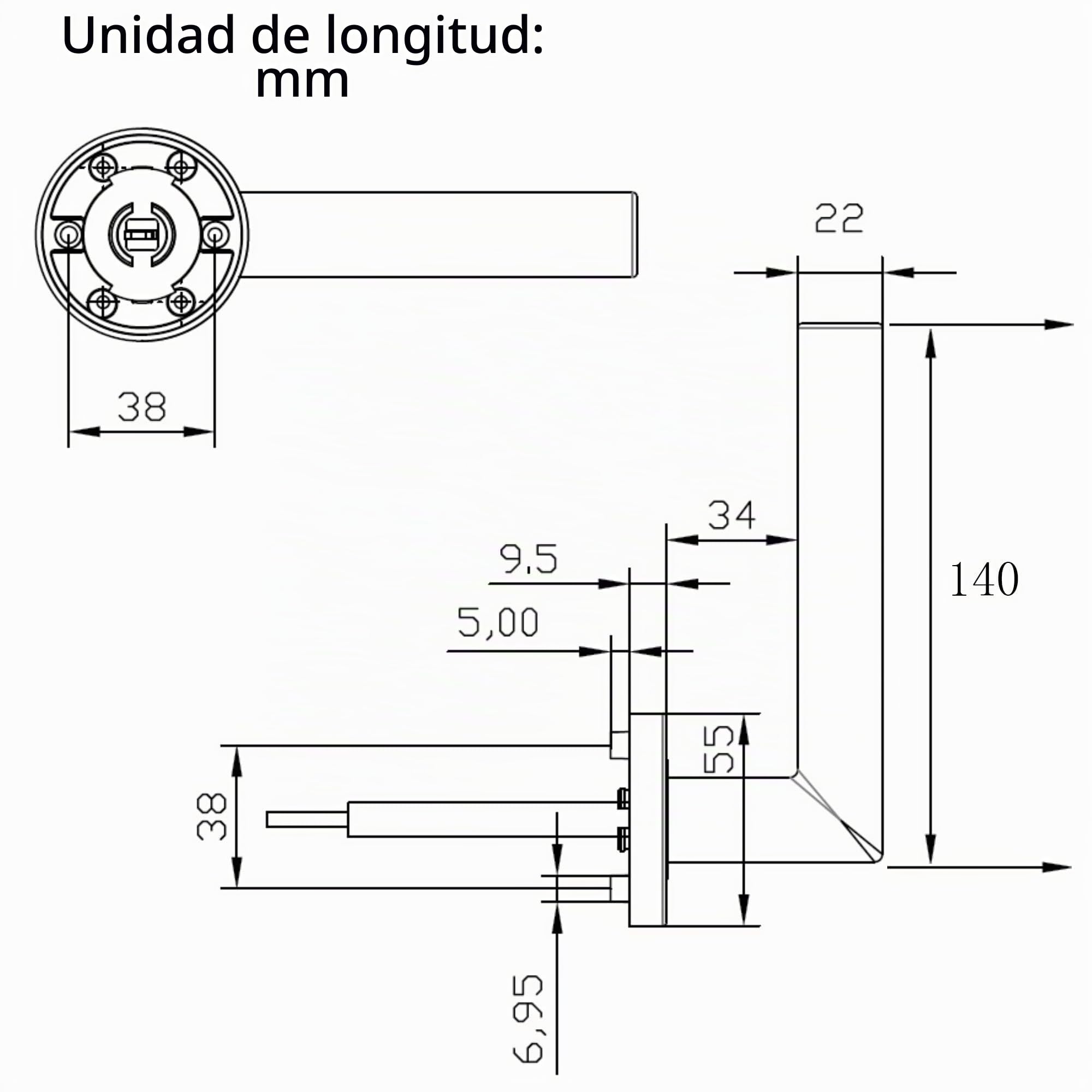 Diseño especial, manija giratoria para bloquear y desbloquear, juego de cerradura para puerta de dormitorio, manija de palanca para puerta de embutir (Z02-103-BK)
