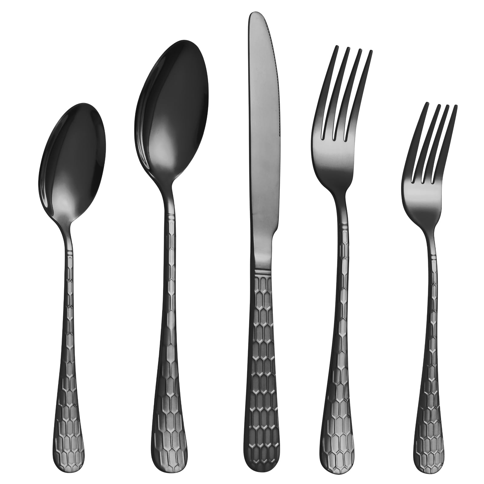 Silverware Set,20-Piece Stainless Steel Flatware Set for 4,Food-Grade Stainless Steel Cutlery Set, Dishwasher Safe, Mirror-Finished Utensil Sets,Reusable Cutlery Set,Black — Amazon image 8