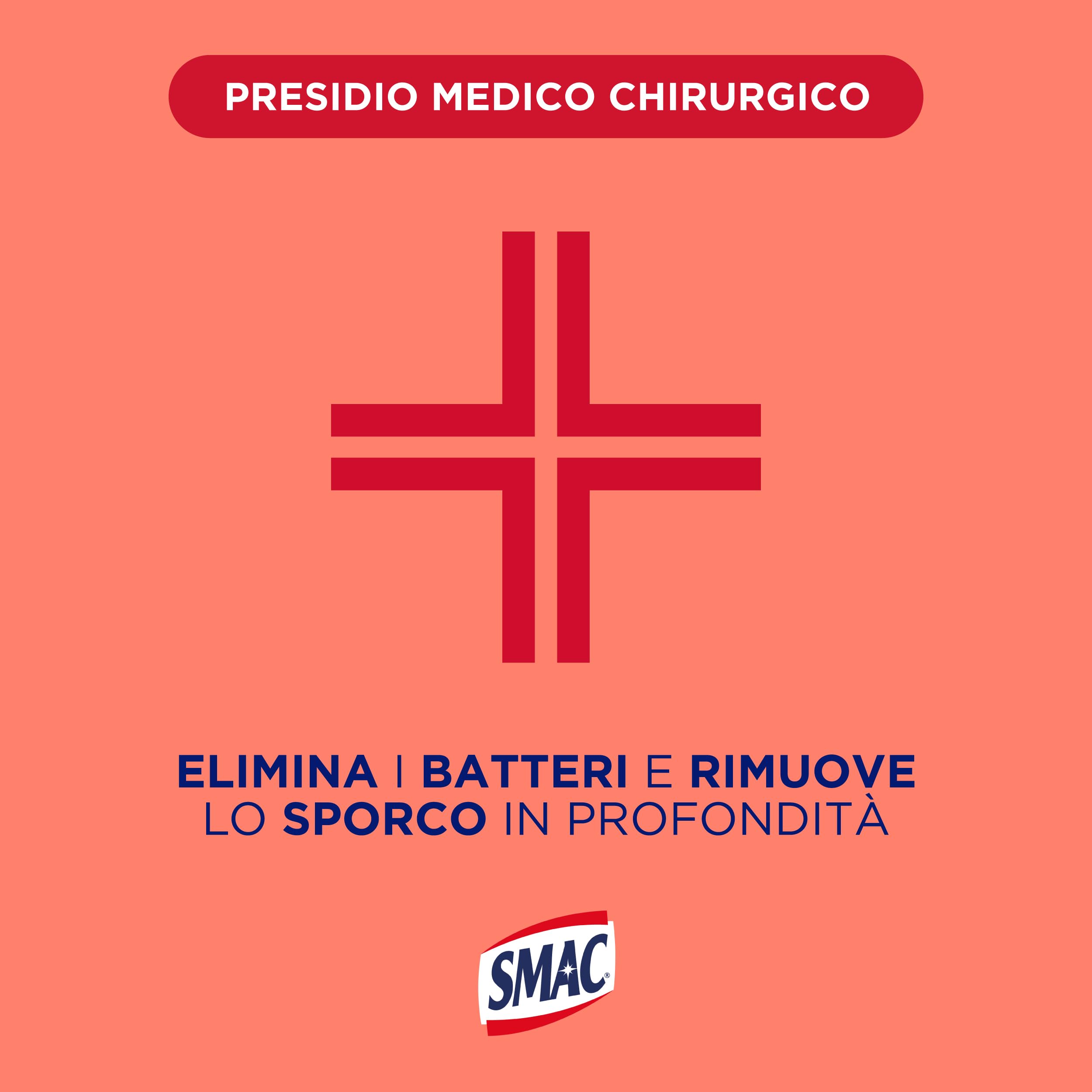Smac - Sgrassatore Disinfettante, Detergente Spray Multisuperficie con Azione Sgrassante e Antibatterica, 650 ml x 12 Pezzi