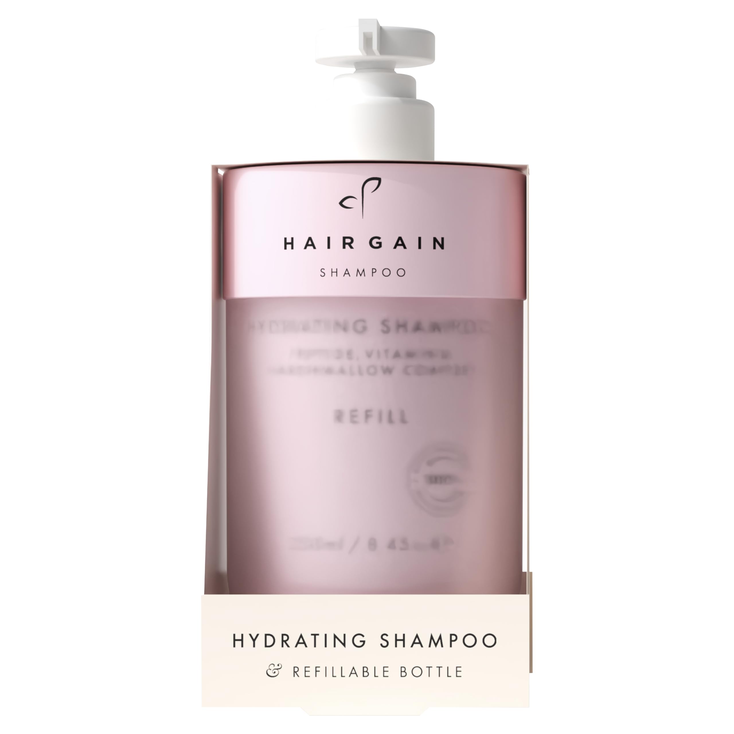 Hair Gain Hydrating Shampoo Starter Kit, Refillable, Peptides & Marshmallow Root, Paraben & Sulphate Free, 250ml