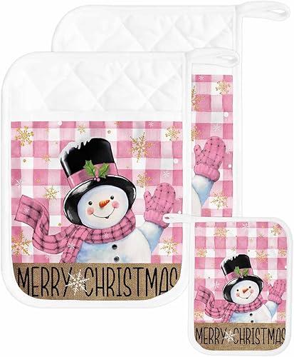 Juego de 2 agarraderas de tela de toalla antideslizantes y con aislamiento térmico con bolsillo, guantes gruesos para horno, posavasos para hornear,