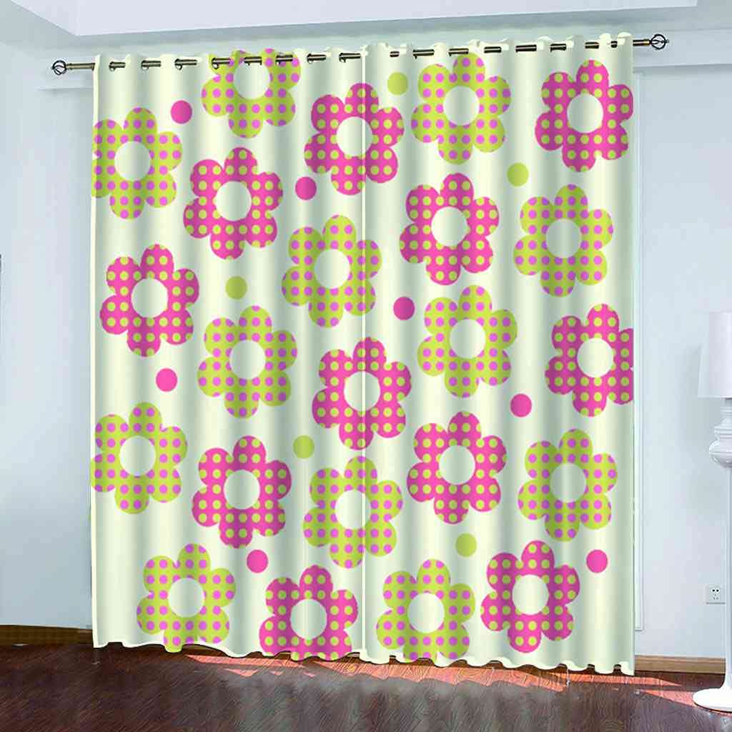 Rideaux de fenêtre pour chambre et cuisine motif floral rose 3D occultants