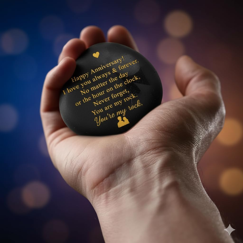 You are My Rock Engraved Decorative Stone for Him & Her Wedding, Couple Keepsake, Home Desk Décor - Image 3