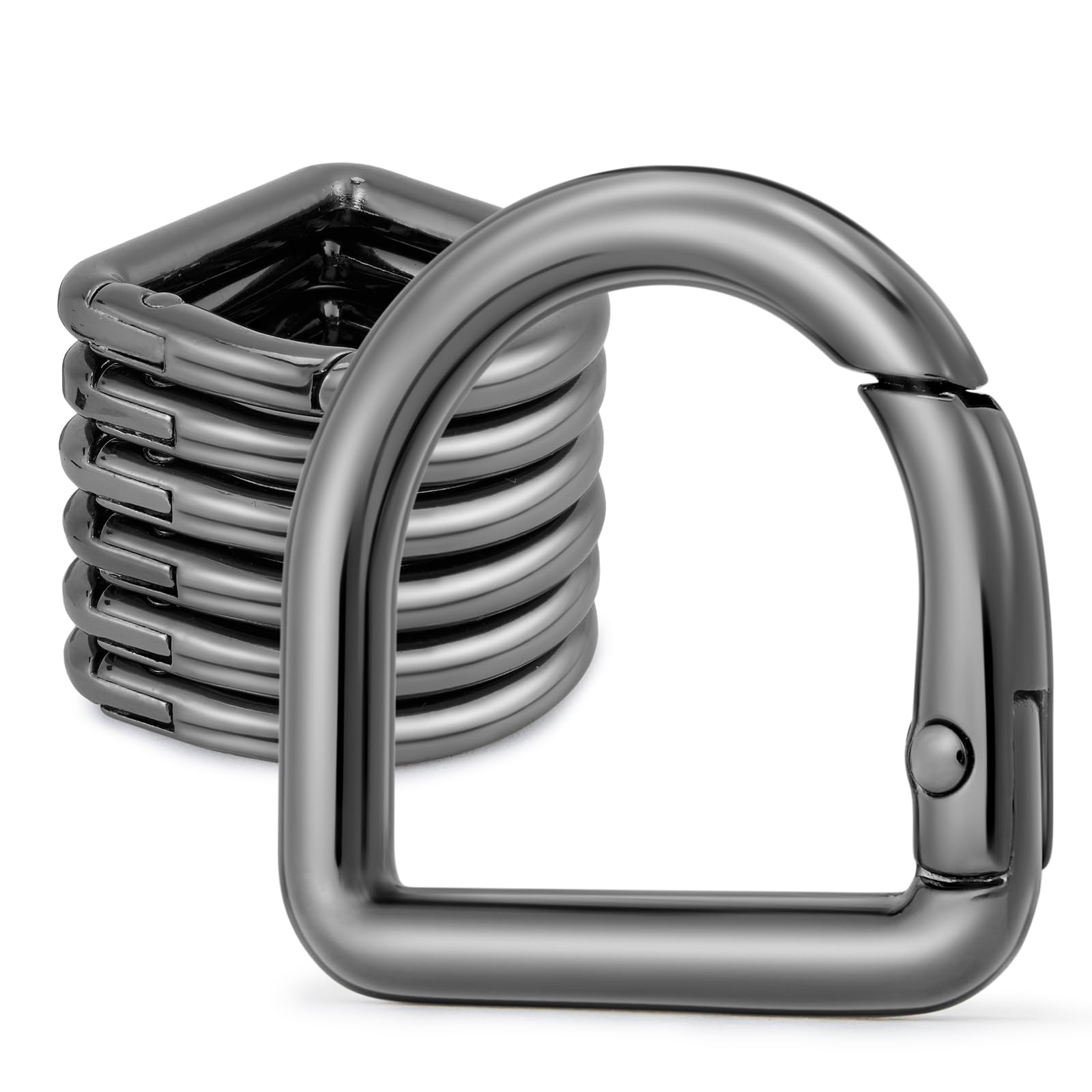 10pcs Metal D Ring Spring Key Hooks Keyring Clip for Keychain Buckle, Backpacks Handbag Purse Hardware, DIY Crafts