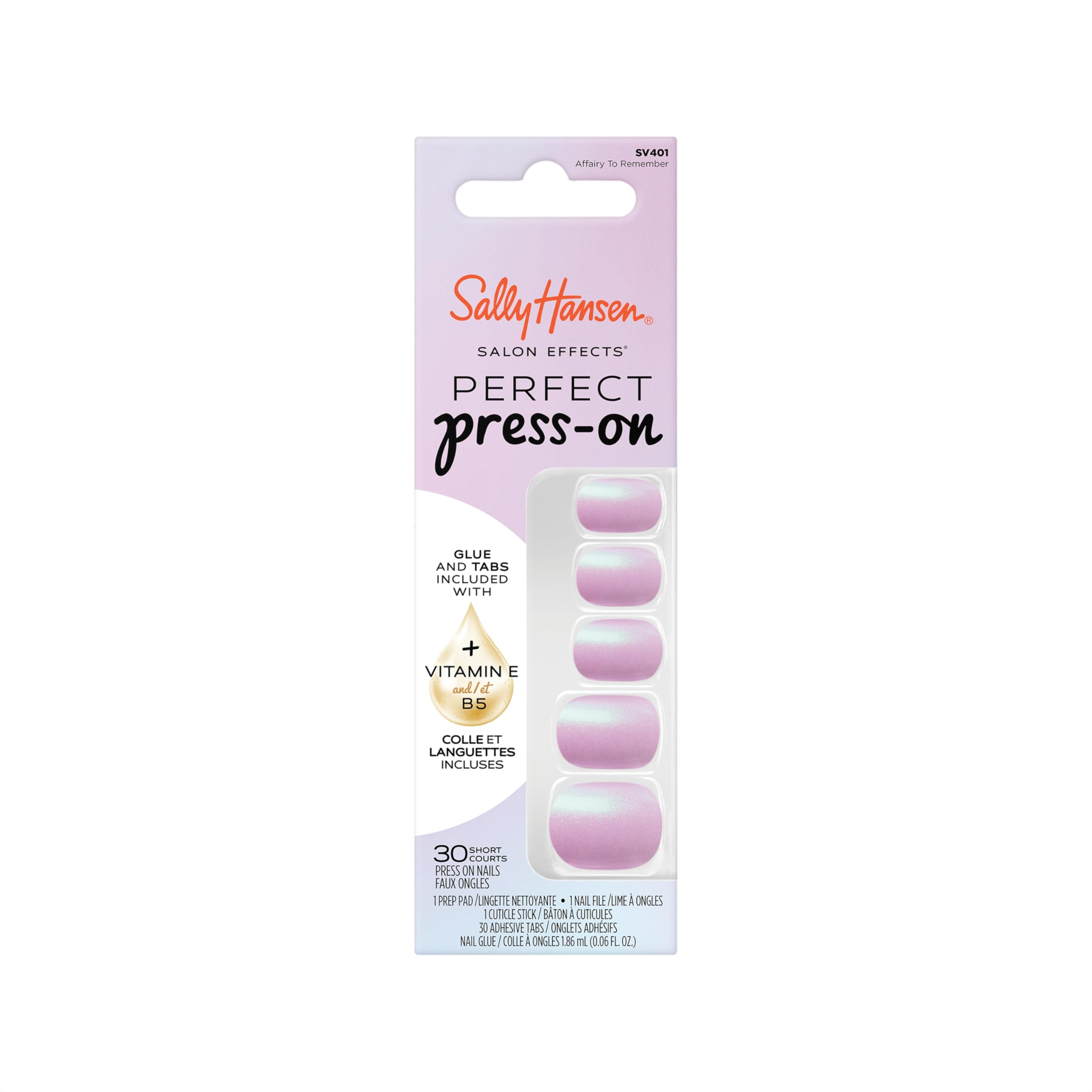 Sally Hansen Salon Effects Perfect Press On Nails, Affair to Remember, Easy to Apply with Adhesive Tabs & Glue, Manicure at Home, 30 Pcs