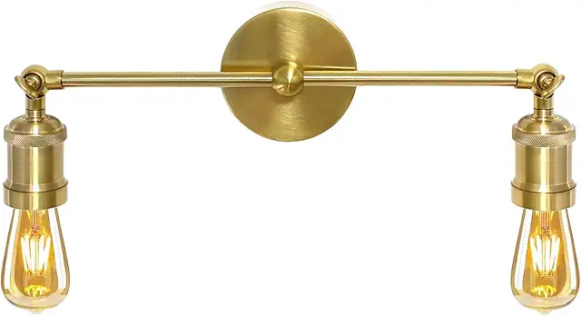 Applique Murale Double Vintage 2 Flammes Industrielle Or pour Intérieur