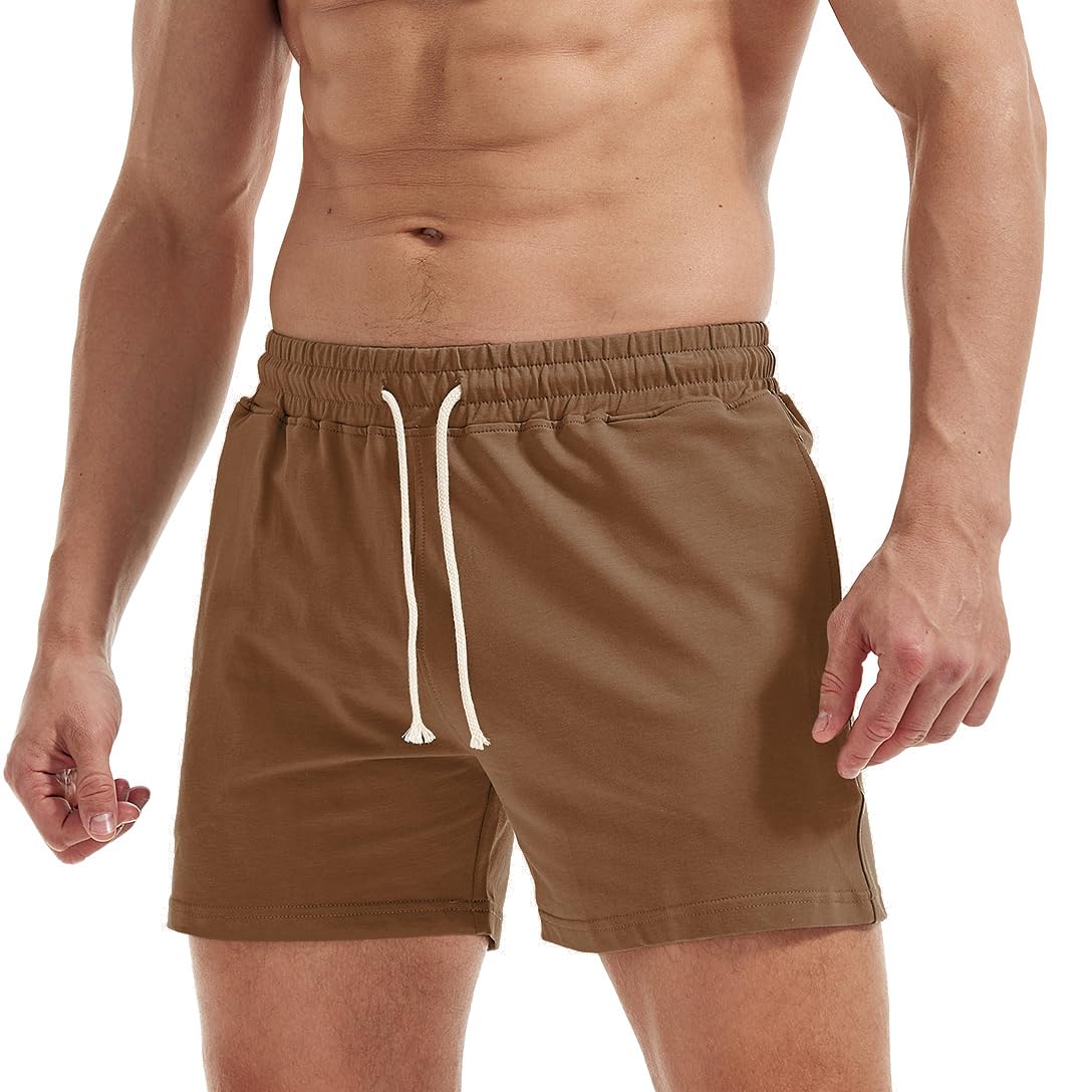 AIMPACTMens Workout Sweat Shorts 5 Inch Cotton Casual Fitness Mens Athletic Gym Shorts with Pockets
