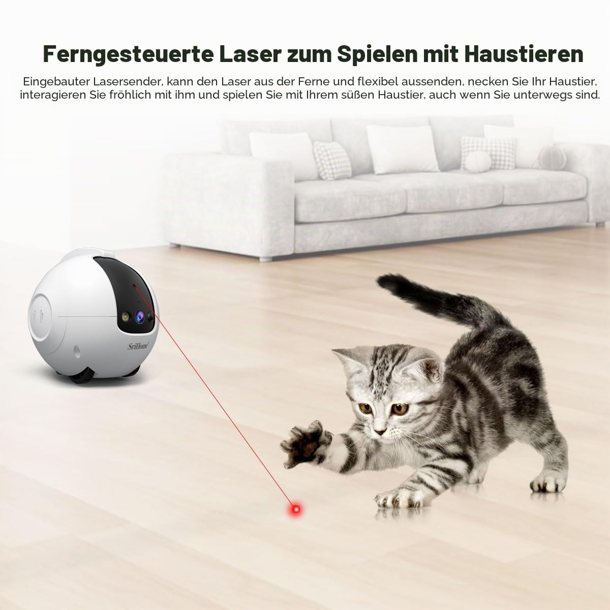 OBA Roboterkamera AI 360 Grad für Haustiere: Kippschutz 4 MP QHD, Akku 10000 mAh DH013 Rec MicroSD