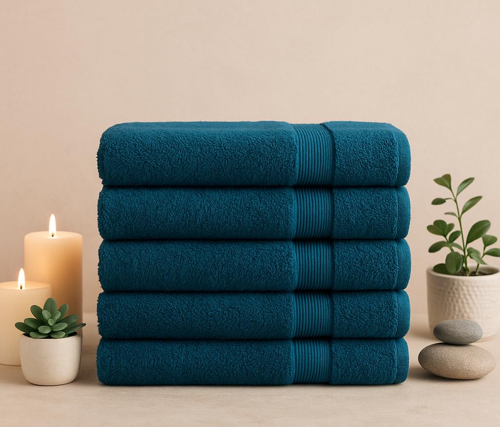 Diamond Tex Egyptian Multicolour Towels - Super Soft Luxury Bath Towels Large - 600 GSM Lint Free Fast Drying Towel for Gym Salon, Spa & Hotel Quality (2, Blue Lagoon)
