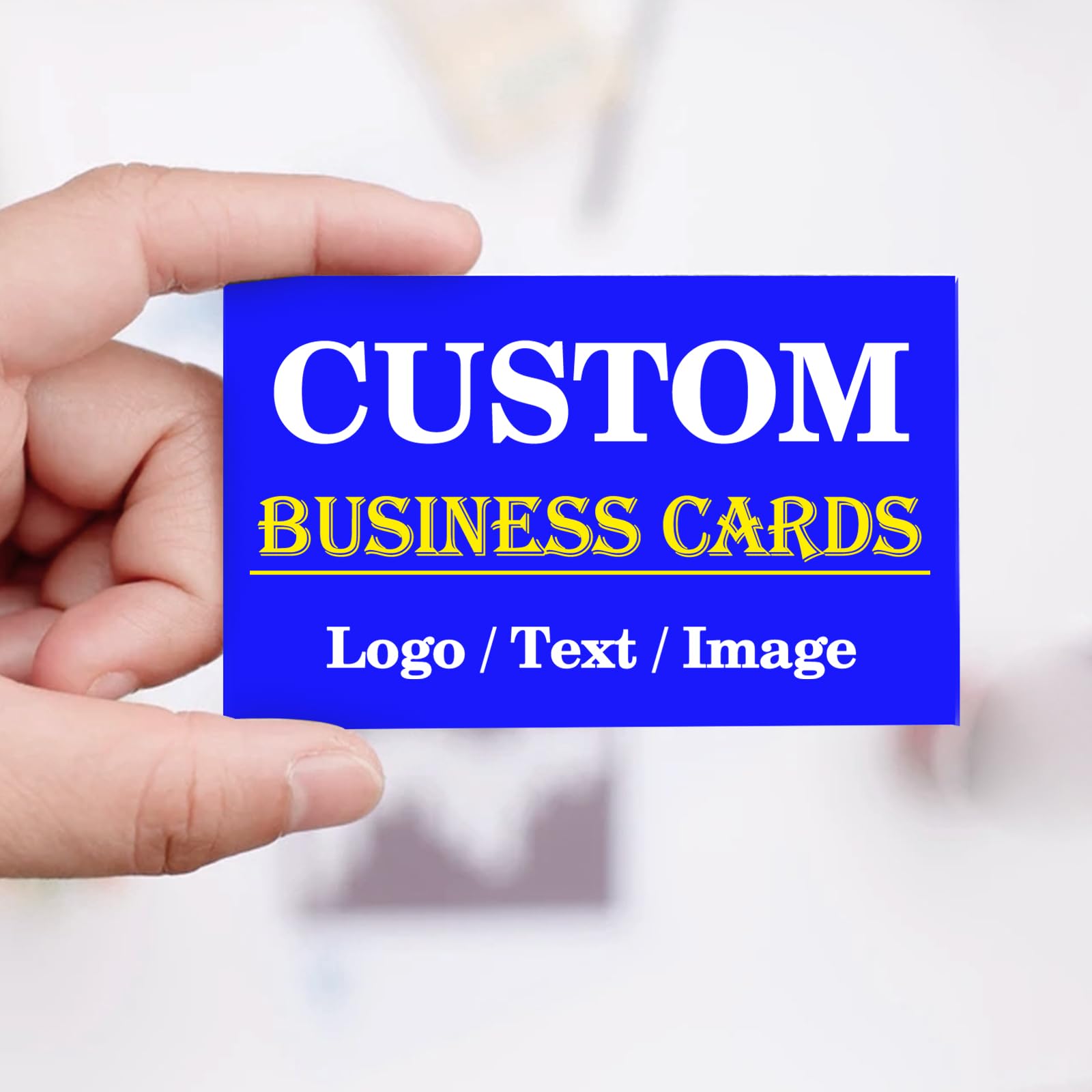 AKAISOED Custom Business Cards Personalized Business Cards for Small Business Add Logo Image Text Number Front & Back Sides Printed, Blue, 3.5"x2"