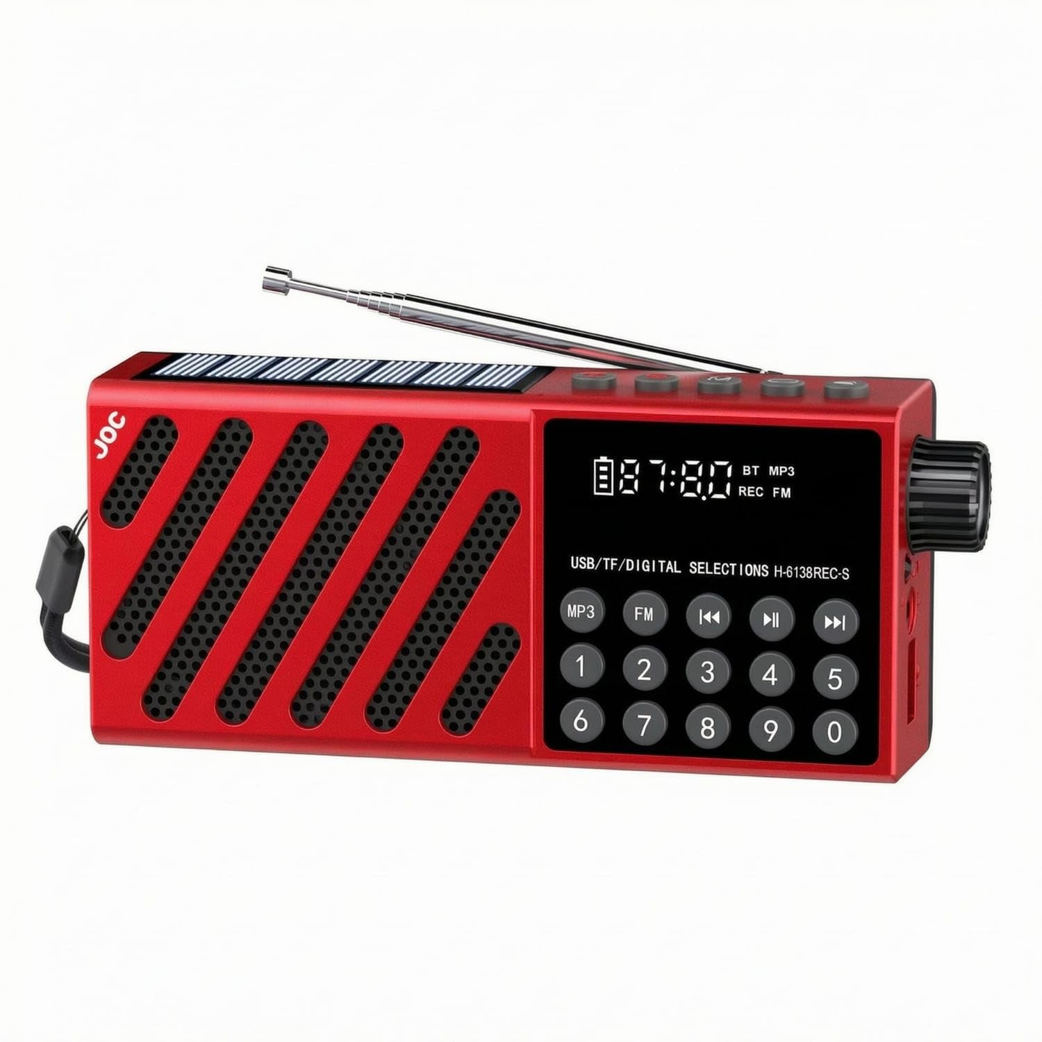 Numeric Keypad Digital Portable Radio Telescopic Antenna USB Bluetooth Radio Recording Function, Red-image-24
