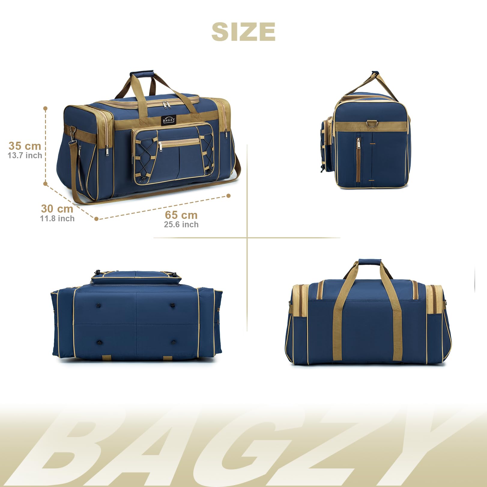 BAGZY 70L Borsone da Viaggio Grande Borsone Palestra Bagaglio a Mano 400D Oxford Impermeabile Valigia Pieghevole Borsone Weekend per All'aperto/Campeggio/Fitness/Trasloco (Giallo Blu)