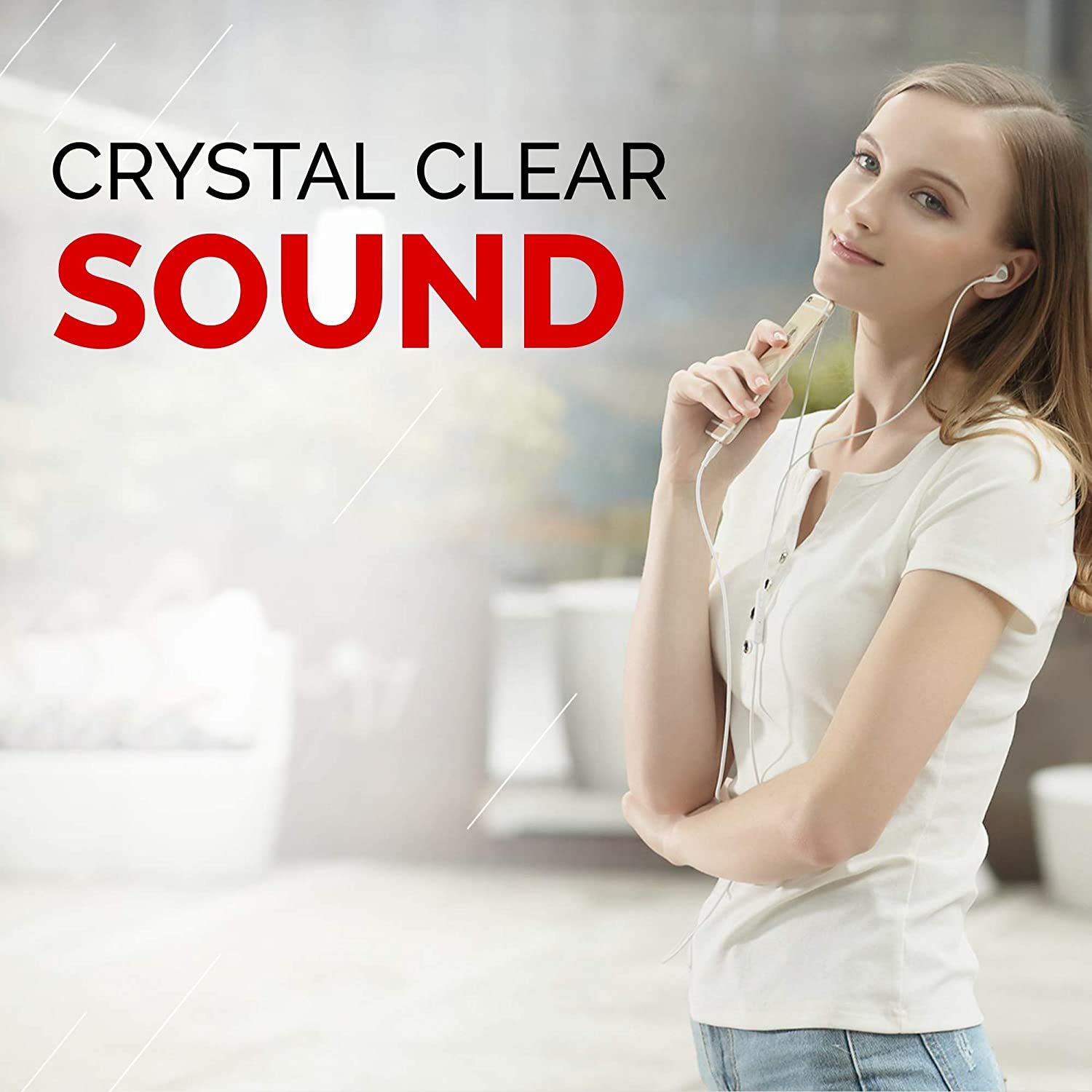 Wired Earphones in Ear Headphones with Mic, Crystal Clear Sound Stereo Headphones, High Resolution Noise Isolation, 3.5mm Plug