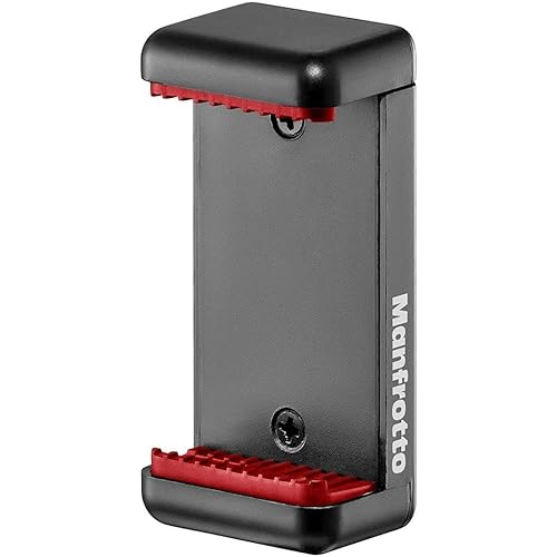 Manfrotto MCLAMP, Universal Smartphone Clamp with Thread Connections, for iPhone with or without Case, Foldable, Compact Size, Vlogging, Black