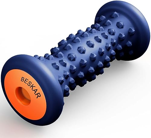 Rodillo masajeador de pies para aliviar la fascitis plantar, rodillo de pies para tejido profundo muscular, dolor de arco de pies, azul marino