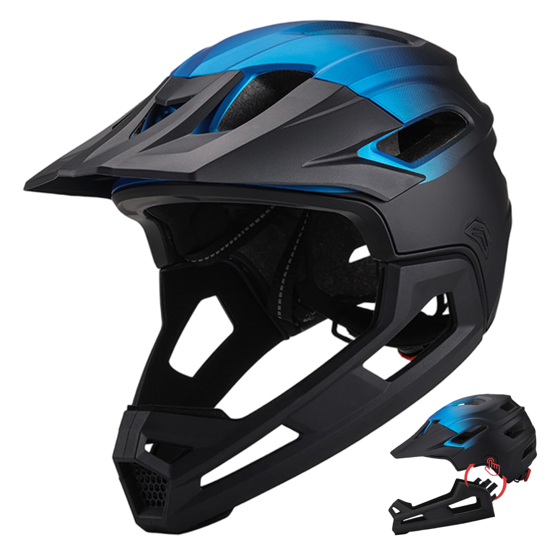Vollgesichts-Mountainbike-Helm für Erwachsene mit abnehmbarem Kinnschutz, atmungsaktiver, stoßfester PC für Fahrten im Freien Sport & Freizeit
