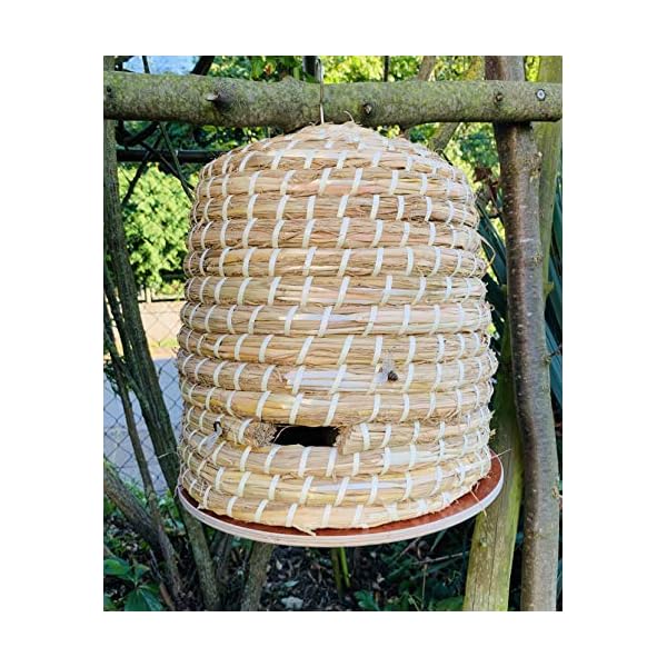 Unbekannt Elmato 10239 Bienenkorb mit Boden Bienenhaus Hummelhaus aus Stroh und Holzrinde, 34x35cm – Bild 3
