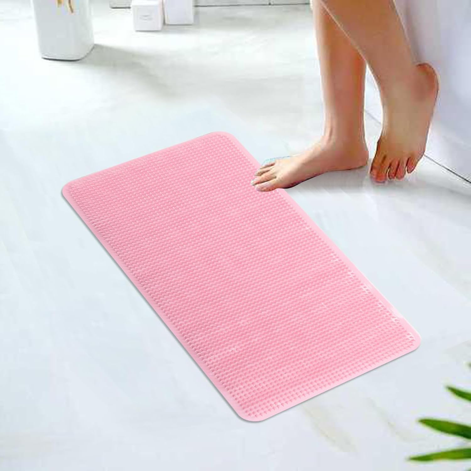 Kuber Industries Bath Mat | PVC Bathroom Mat | Shower Bath Mat | Floor Tub Mat | Bathroom Mud Mat | Anti-Skid Shower Bathroom Mat | L-YSD-B | Pink