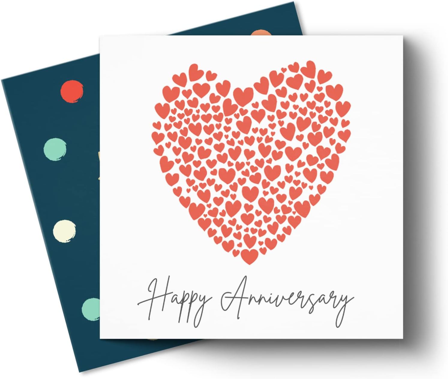 Happy Anniversary Card with Red Love Hearts - Premium Thick Strong Wedding Birthday Cards For Wife Husband Couples