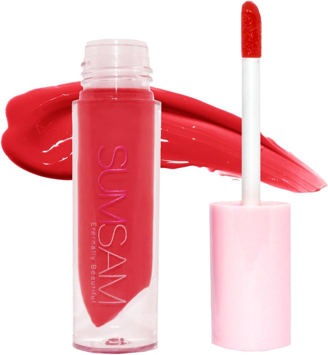 Sumsam Natural Lip Gloss Organic Vegan & Cruelty Free with Thin Film Technology for Delicious Supple Lips 3ml (17 - I see Red - Red)
