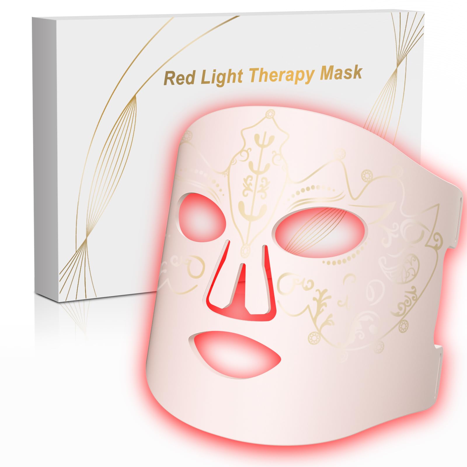 Red Light Therapy for Face, LED Face Mask Light Therapy,Near-Infrared 850 Red Light Therapy Mask(NIR),Portable,Rechargeable and Remote